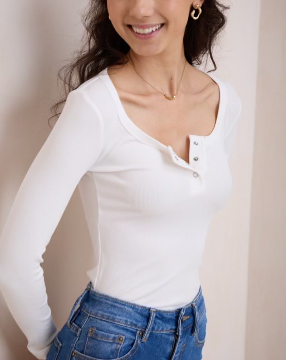 HELENE - Ribbed Cream Top
