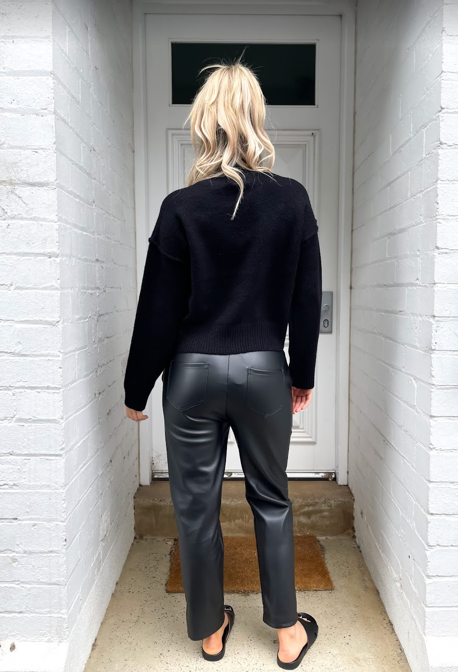NICOLA - Faux Leather Black Pants