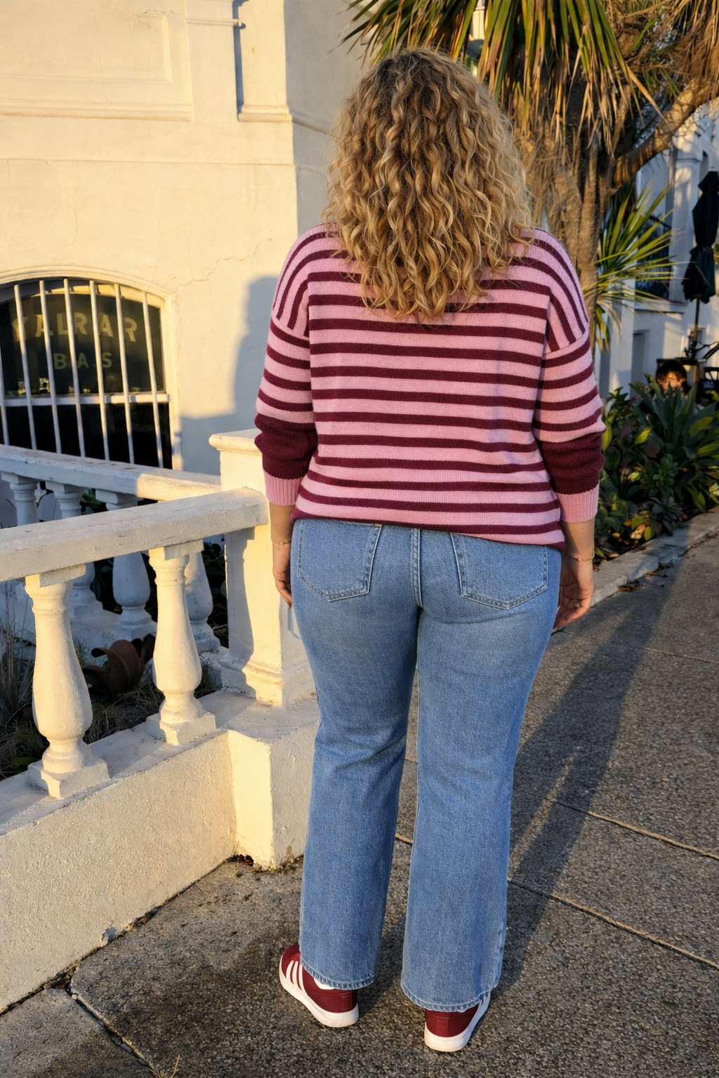MIRIAM - pink/vino stripe knit