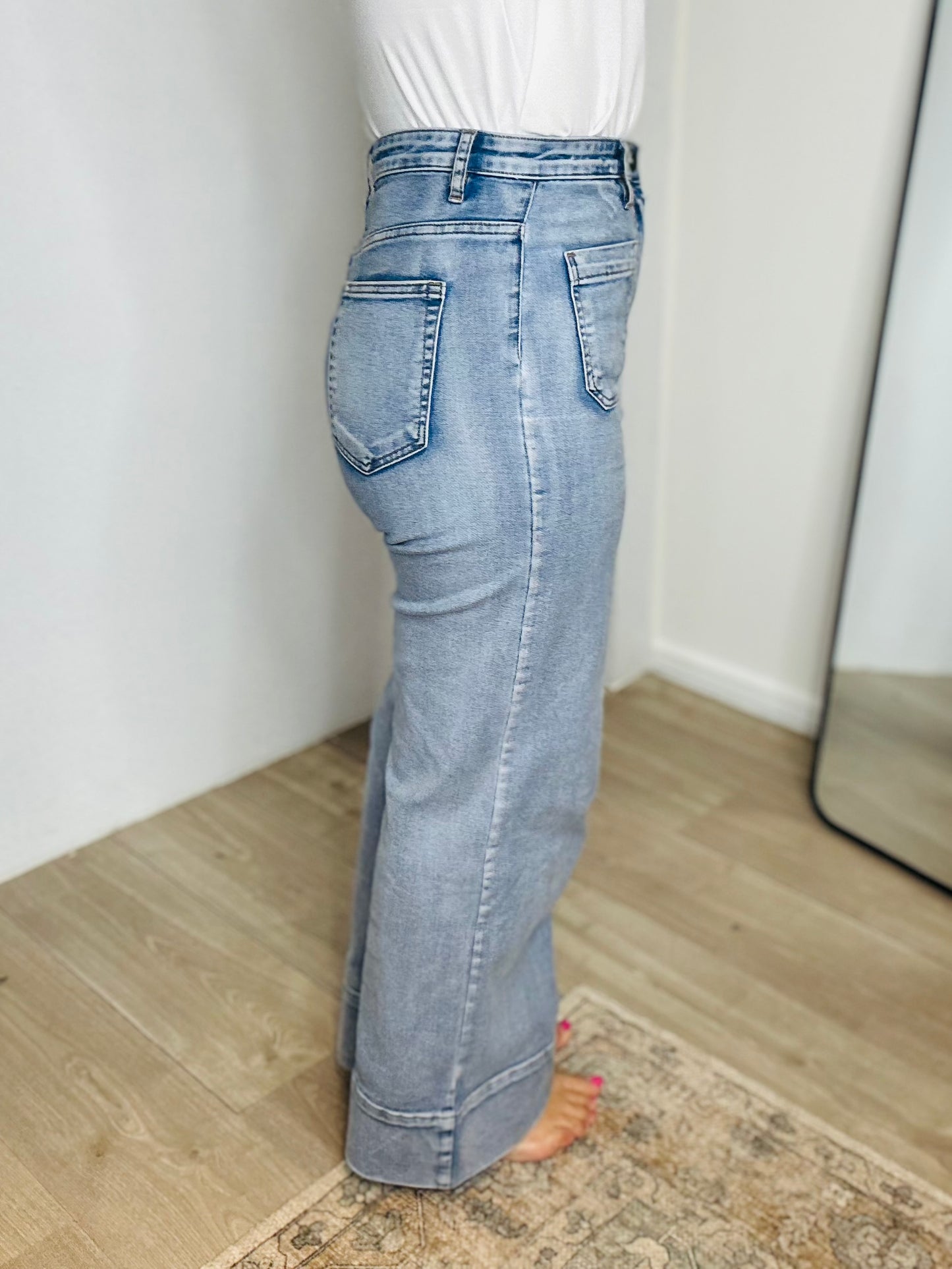 HARVEY  - LIGHT wide leg high waisted stretch jean