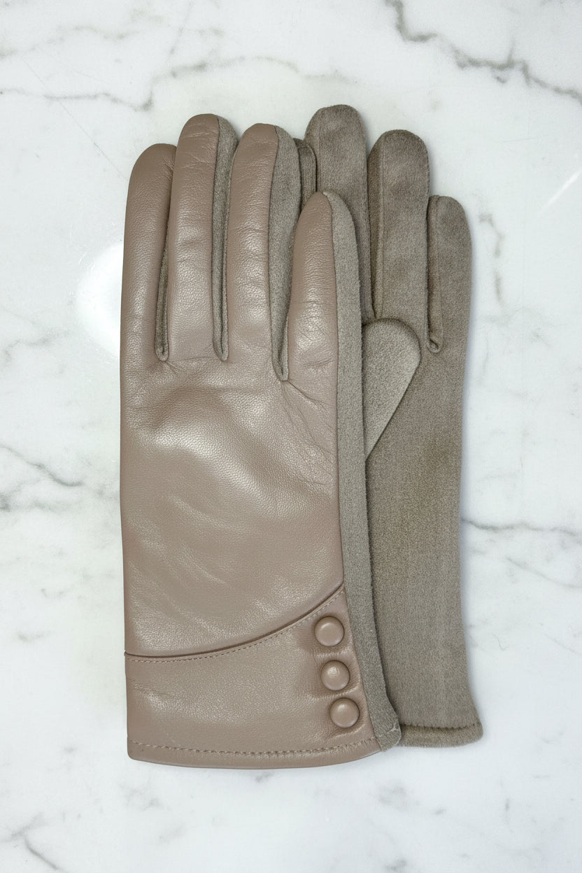 EMILY - tan pleather gloves