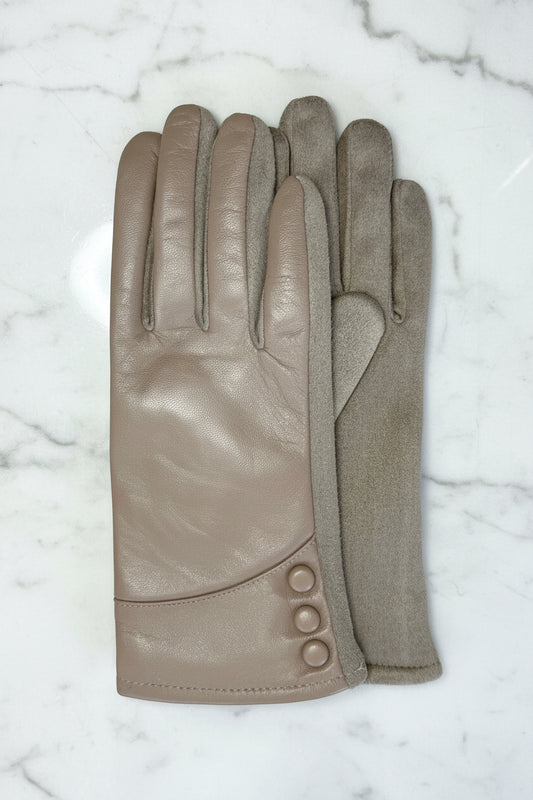 EMILY - tan pleather gloves