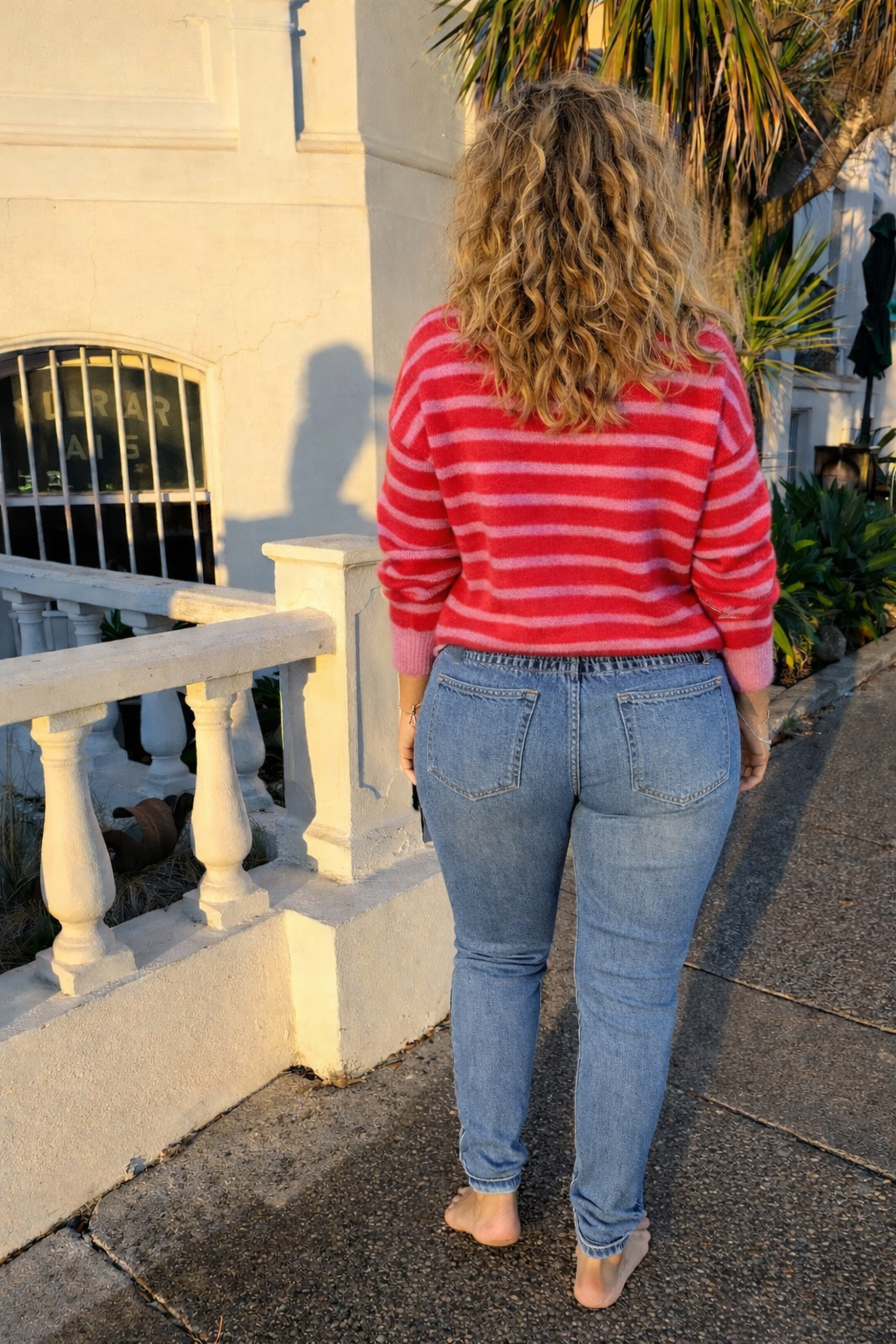 MIRIAM - Red/Pink stripe knit