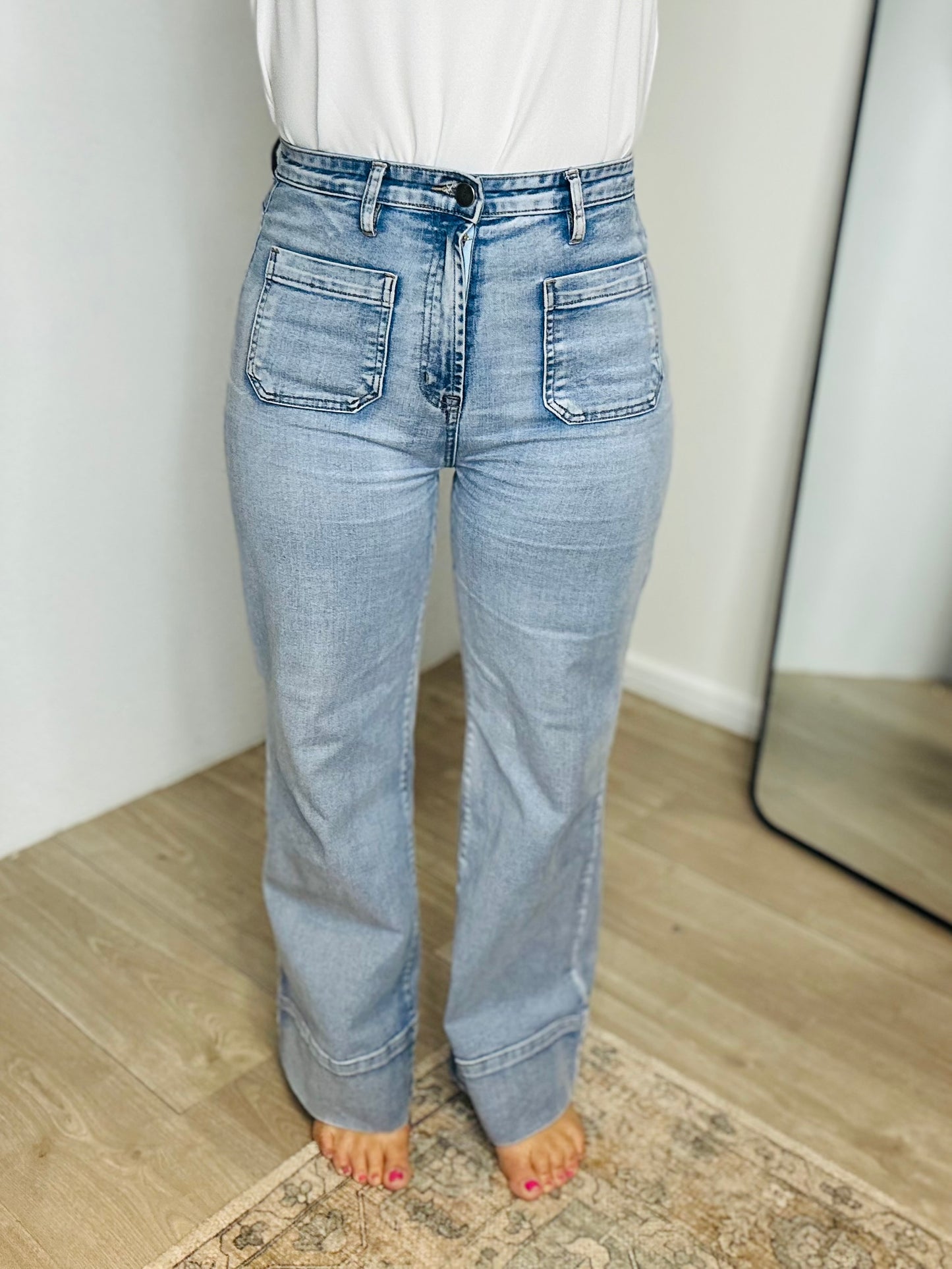 HARVEY  - LIGHT wide leg high waisted stretch jean