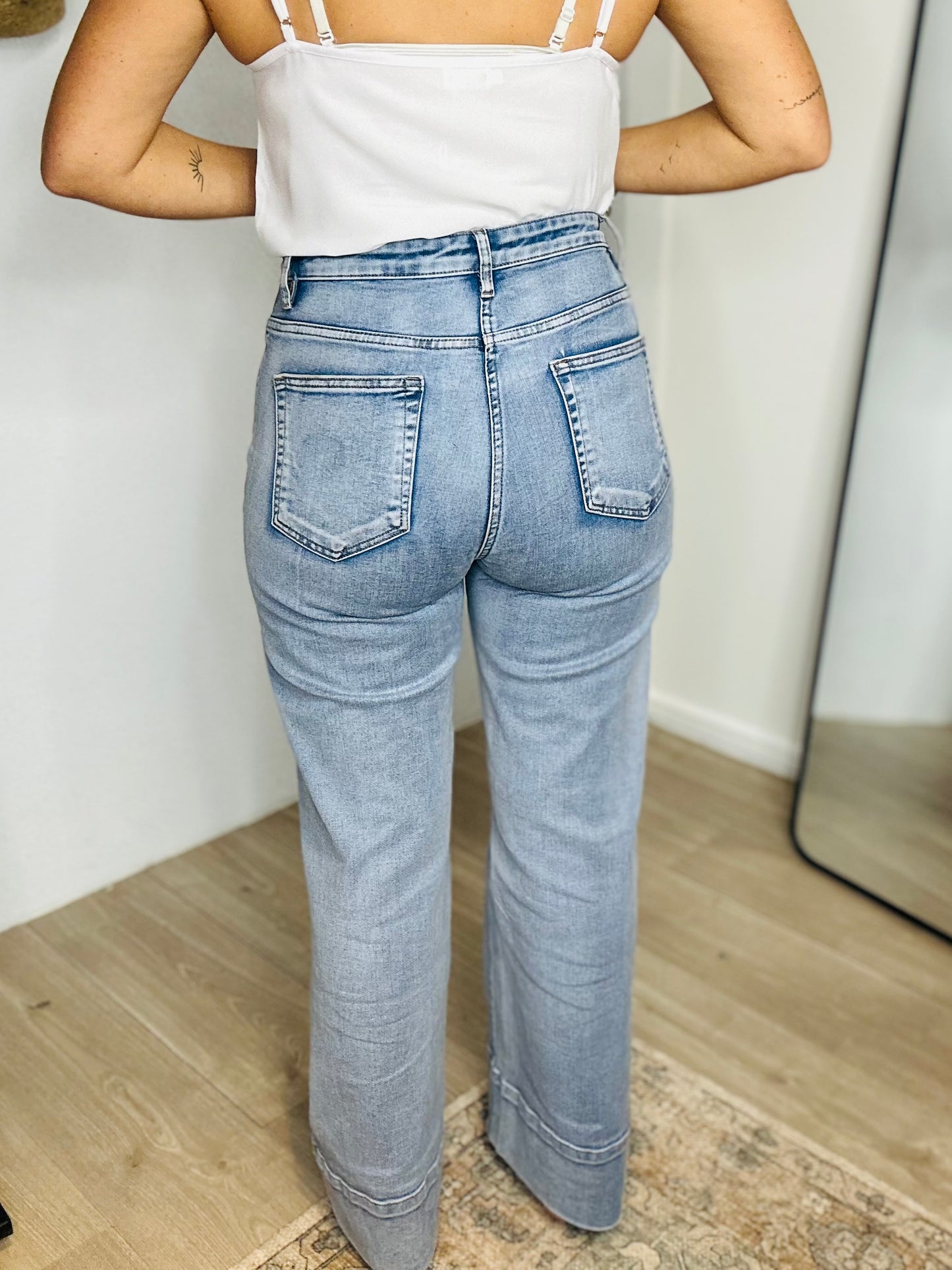 HARVEY  - LIGHT wide leg high waisted stretch jean