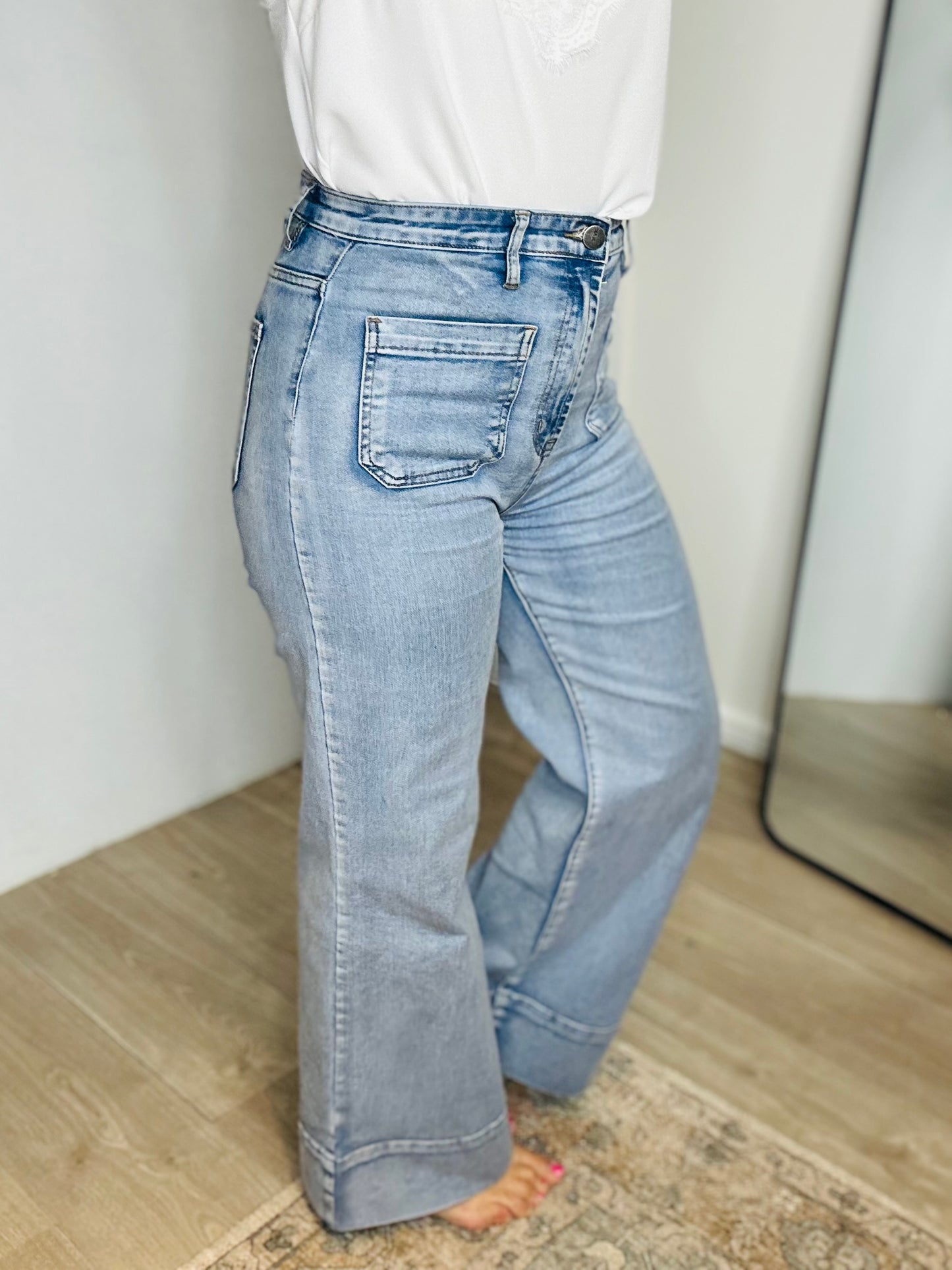 HARVEY  - LIGHT wide leg high waisted stretch jean